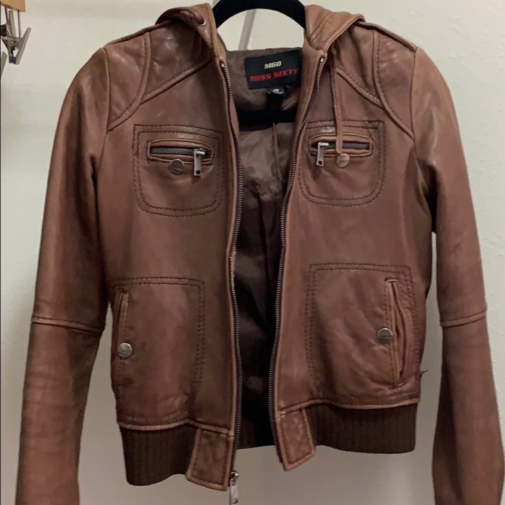 Miss Sixty M60 Leather Bomber Jacket